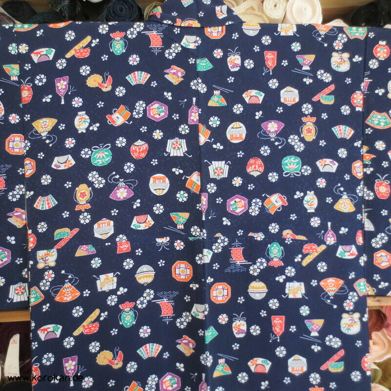japanische Symbole Komon Seidendamast Kimono