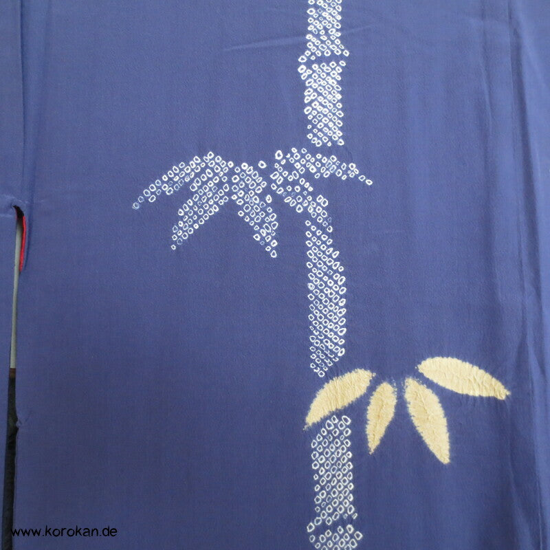 Shibori Bambusmuster, blauvioletter Seiden Homongi Kimono