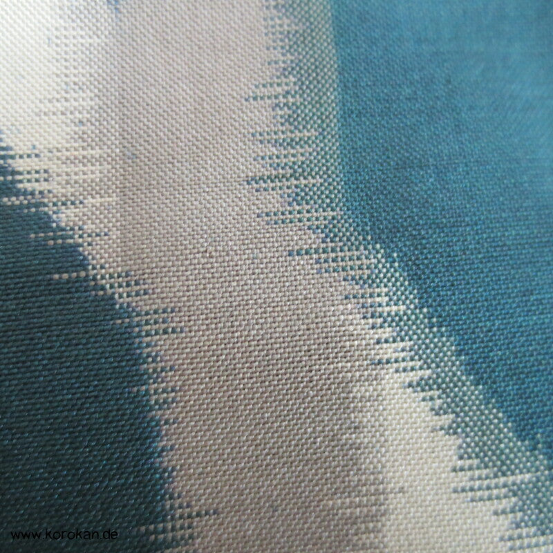 Art Deco Japan abstraktes Zweigegitter auf petrol Meisen Seiden Kimono