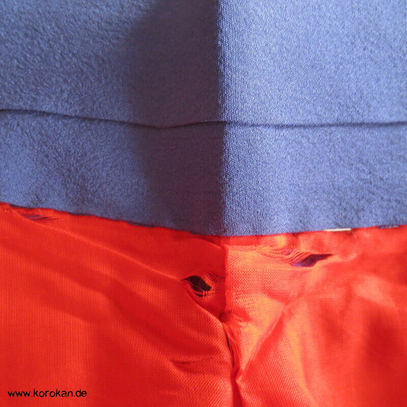 Shibori Bambusmuster, blauvioletter Seiden Homongi Kimono