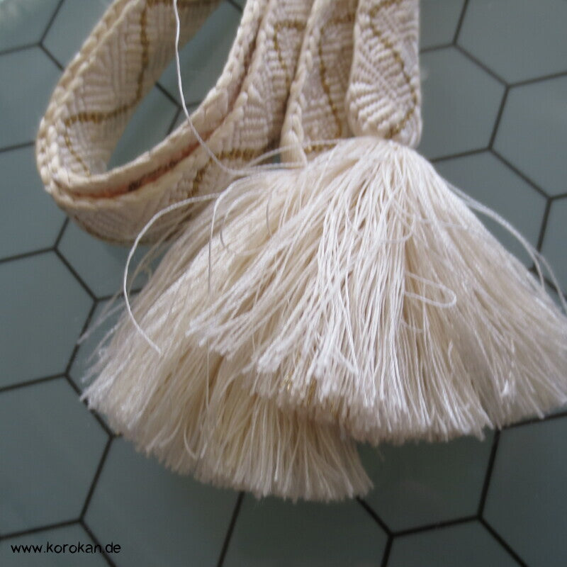 weiß goldener Obijime, Seide / Lurex , Muschelwellen