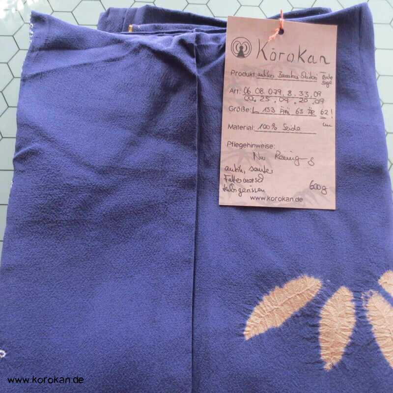 Shibori Bambusmuster, blauvioletter Seiden Homongi Kimono