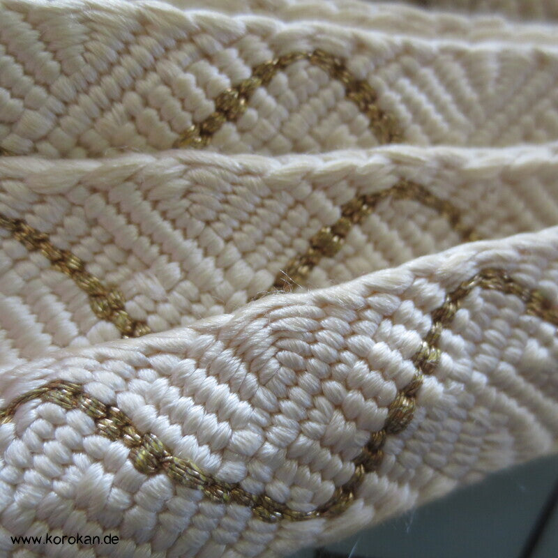 weiß goldener Obijime, Seide / Lurex , Muschelwellen