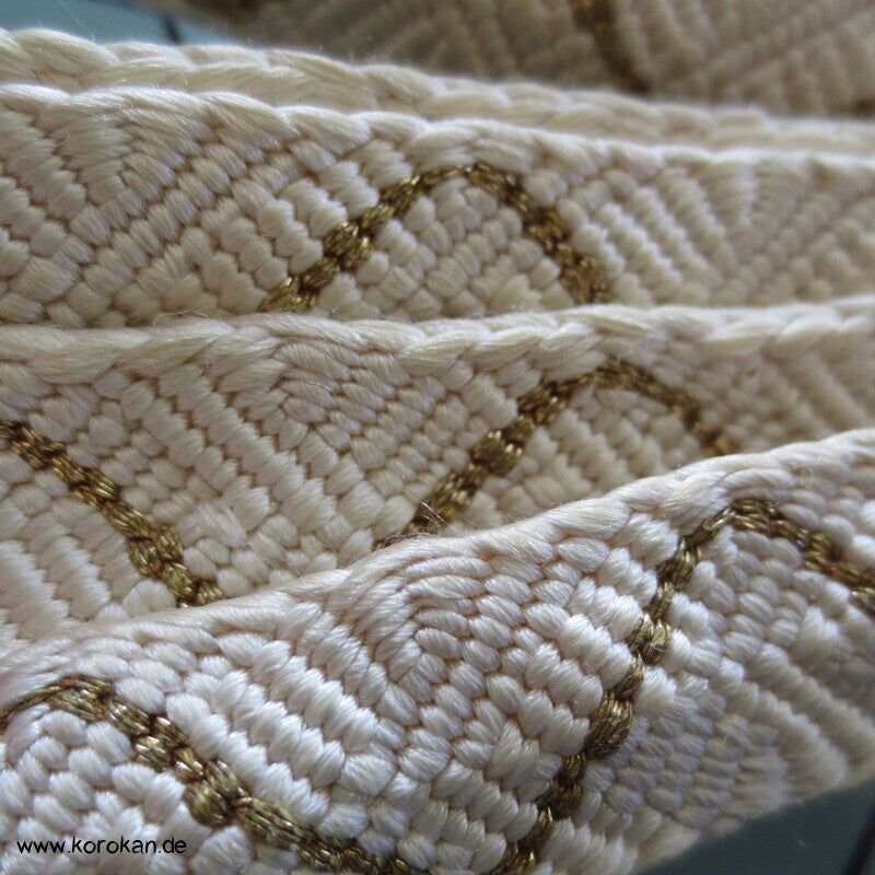 weiß goldener Obijime, Seide / Lurex , Muschelwellen