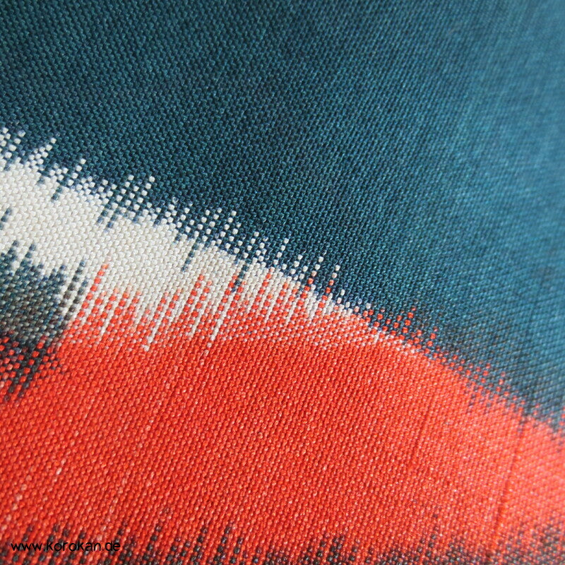 Art Deco Japan abstraktes Zweigegitter auf petrol Meisen Seiden Kimono