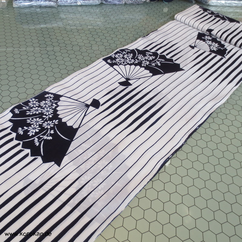 Fächer und Streifen Yukata Kimono Baumwoll Stoff