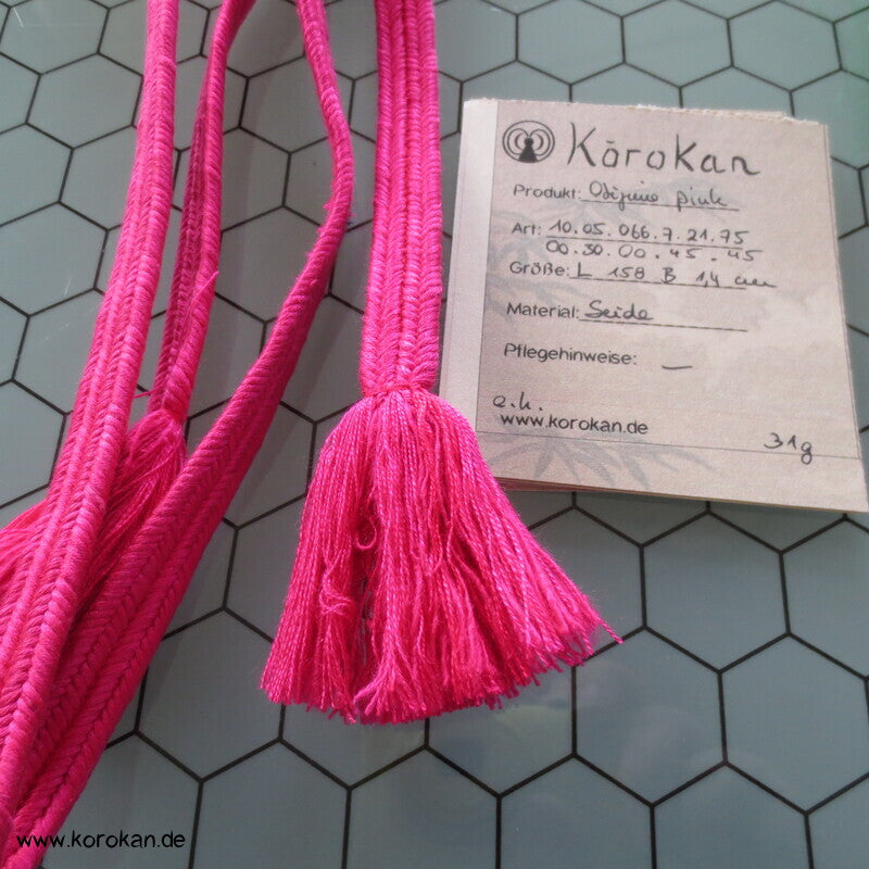 Obijime, pink uni, Seide, geflochten