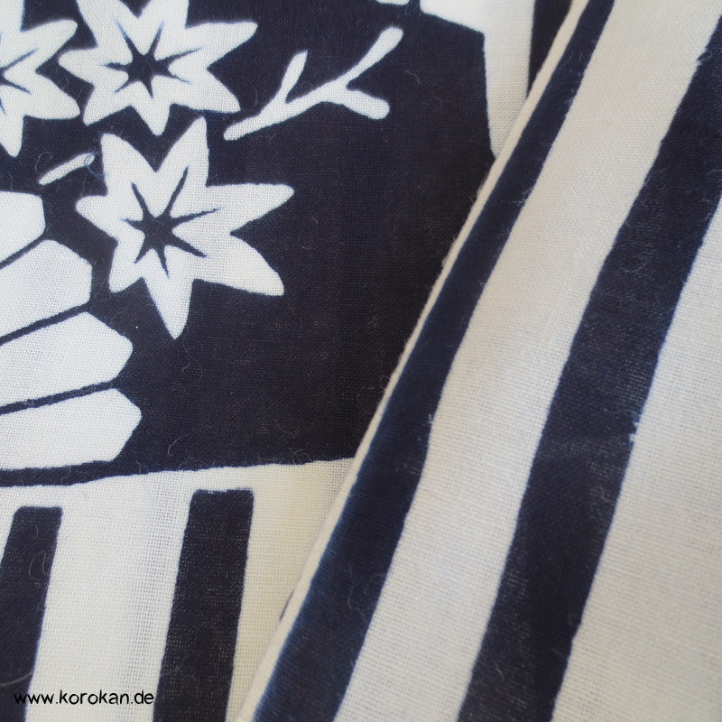 Fächer und Streifen Yukata Kimono Baumwoll Stoff