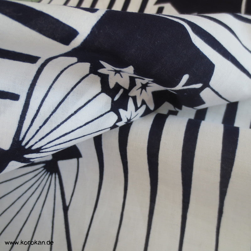 Fächer und Streifen Yukata Kimono Baumwoll Stoff