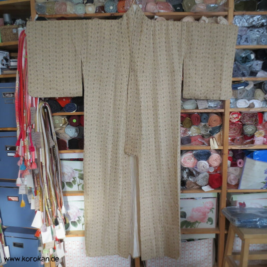 geometrisches Kasuri Muster Hitoe / Yukata - teilgefütterter Kimono aus Hanf