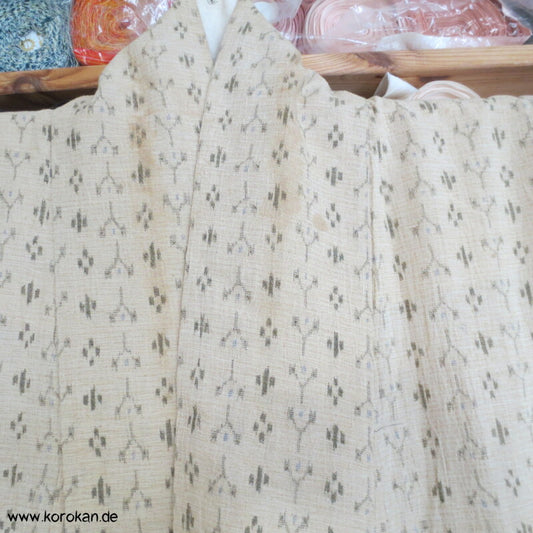 geometrisches Kasuri Muster Hitoe / Yukata - teilgefütterter Kimono aus Hanf