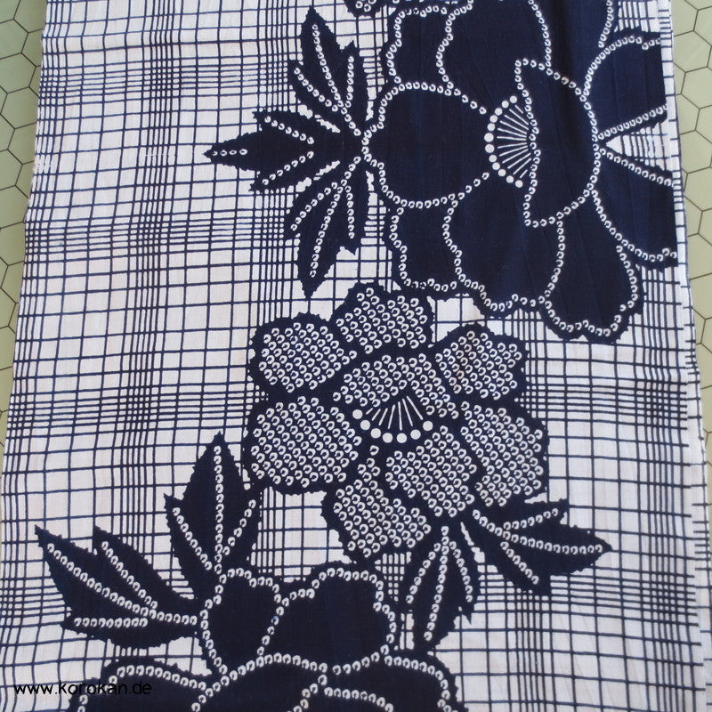 Päonien kariert Yukata Kimono Baumwoll Stoff