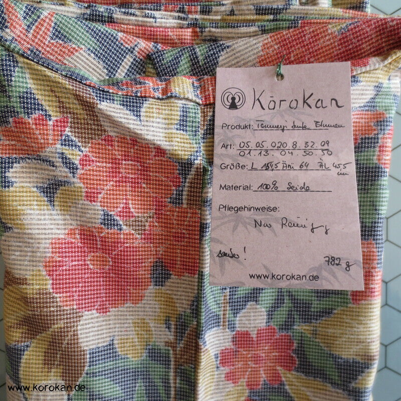 Japan Blumenmuster Kasuri Tsumugi Seiden Kimono