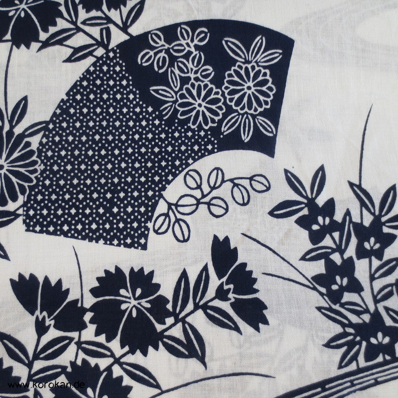 Fächer und Blumen Yukata Kimono Baumwoll Stoff