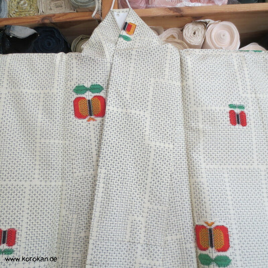 abstrakte Blumen Kasuri Hitoe Komon Tsumugi Seiden Kimono