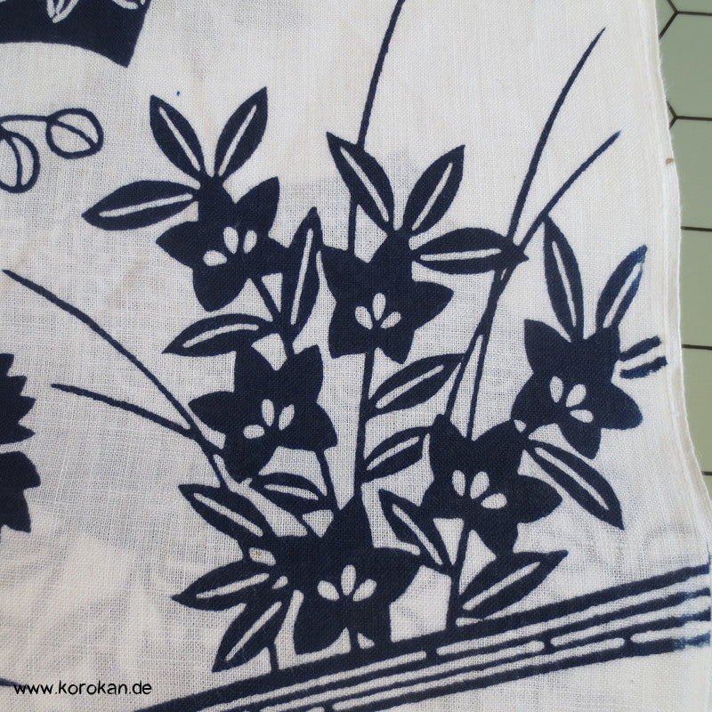 Fächer und Blumen Yukata Kimono Baumwoll Stoff
