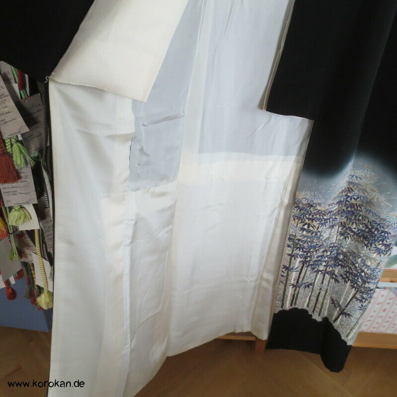 blauer Bambusnachtwald Tomesode Kimono