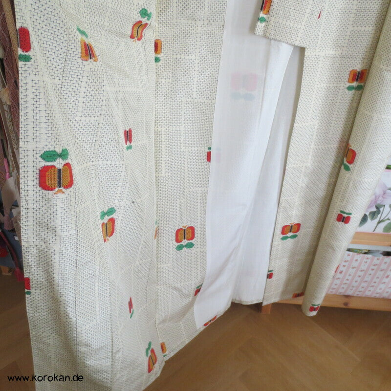 abstrakte Blumen Kasuri Hitoe Komon Tsumugi Seiden Kimono