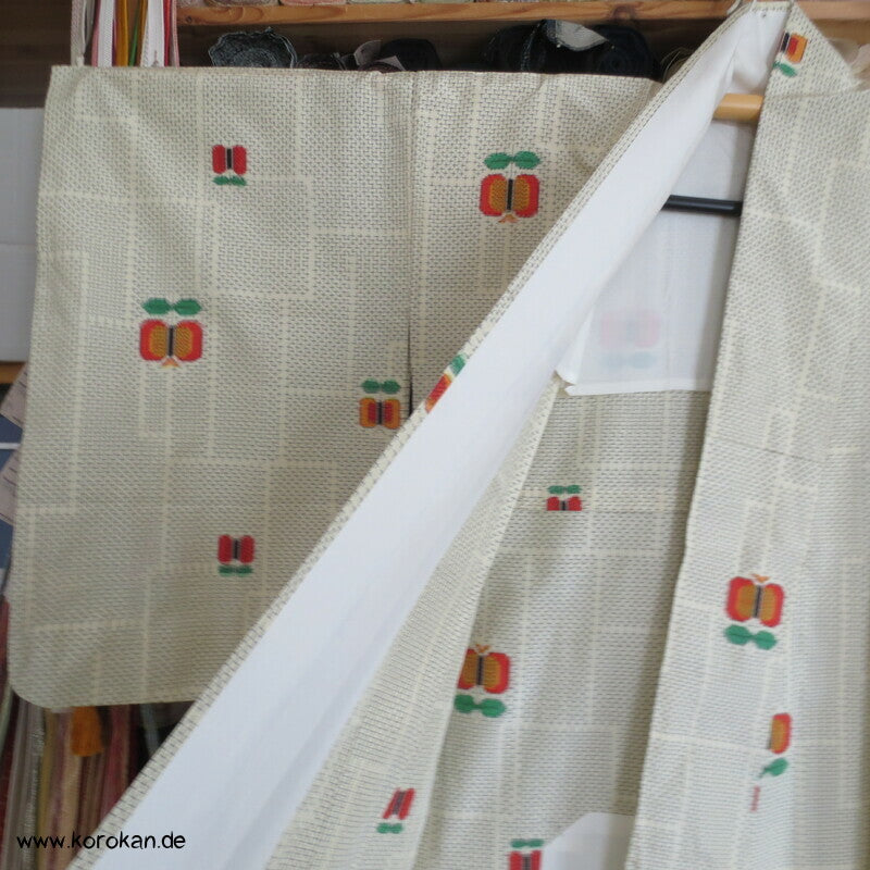 abstrakte Blumen Kasuri Hitoe Komon Tsumugi Seiden Kimono