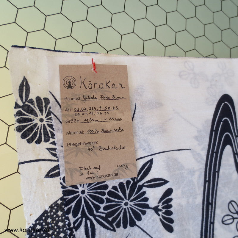 Fächer und Blumen Yukata Kimono Baumwoll Stoff