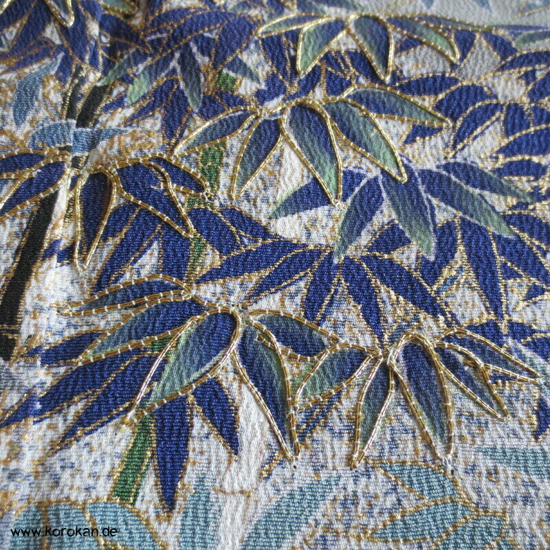 blauer Bambusnachtwald Tomesode Kimono