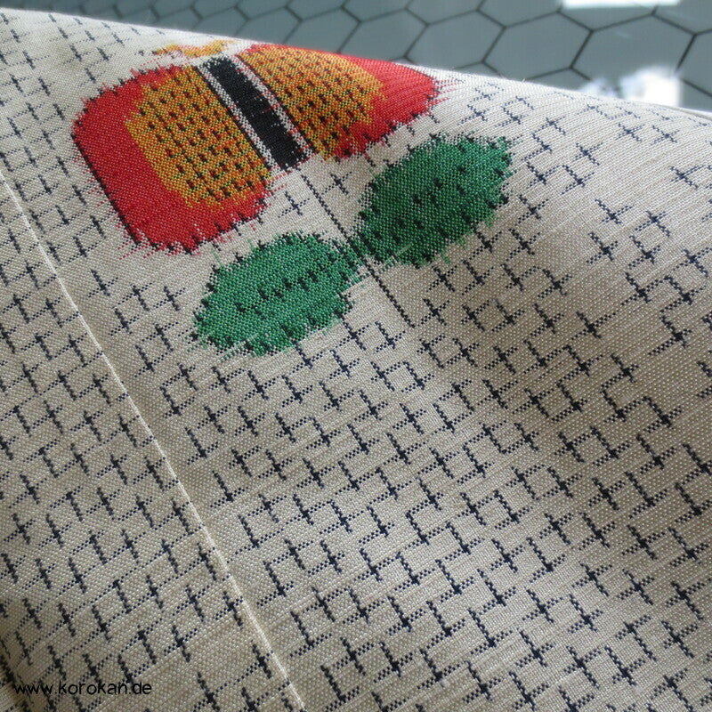 abstrakte Blumen Kasuri Hitoe Komon Tsumugi Seiden Kimono