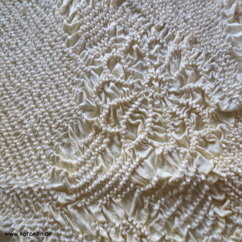 Shibori Blüten in hellgelb Verlauf Seiden Obiage