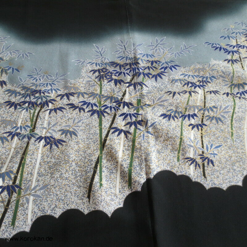 blauer Bambusnachtwald Tomesode Kimono