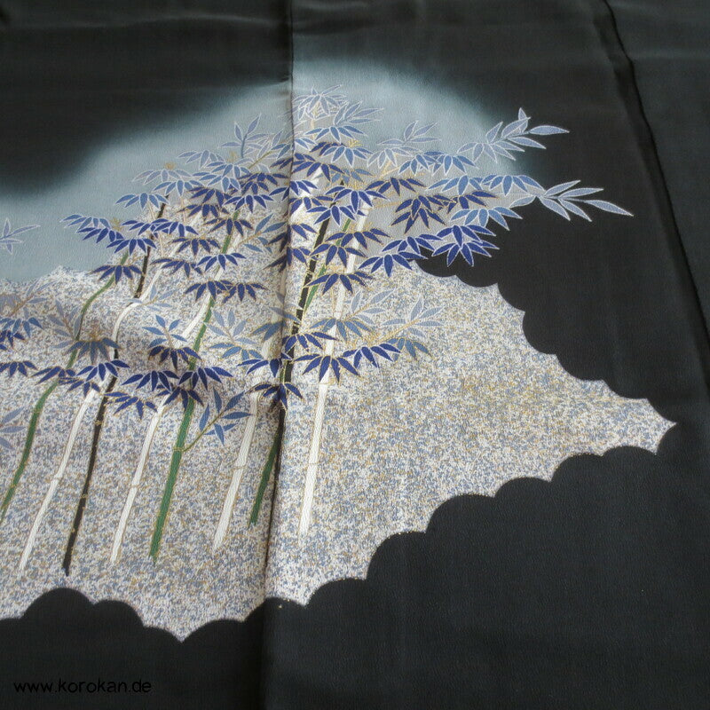 blauer Bambusnachtwald Tomesode Kimono