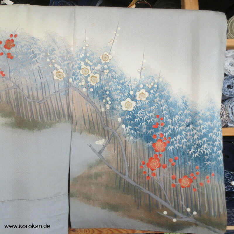 Künstlerarbeit, Ume und Bambuswald Homongi Kimono