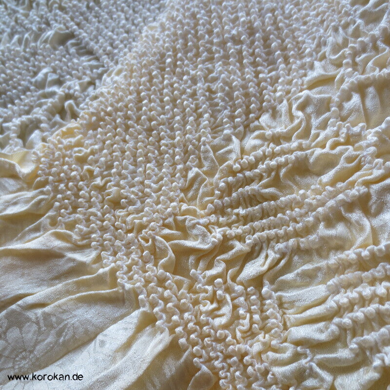 Shibori Blüten in hellgelb Verlauf Seiden Obiage
