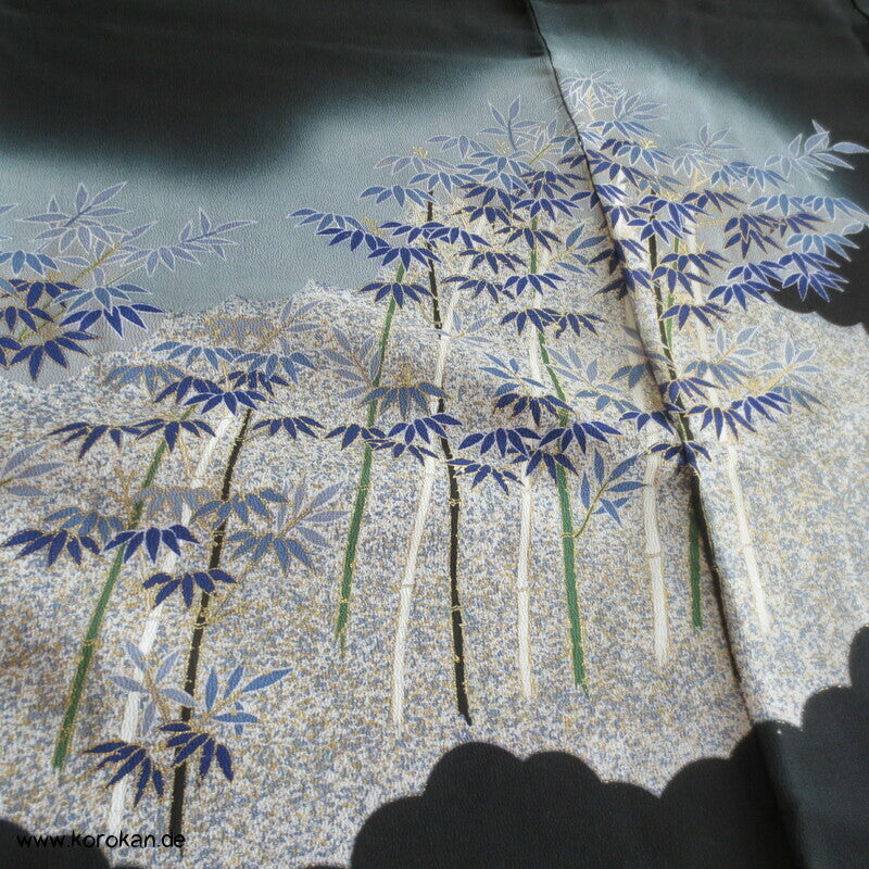 blauer Bambusnachtwald Tomesode Kimono