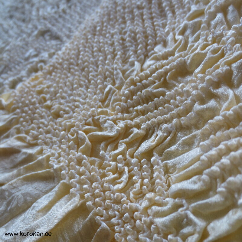 Shibori Blüten in hellgelb Verlauf Seiden Obiage