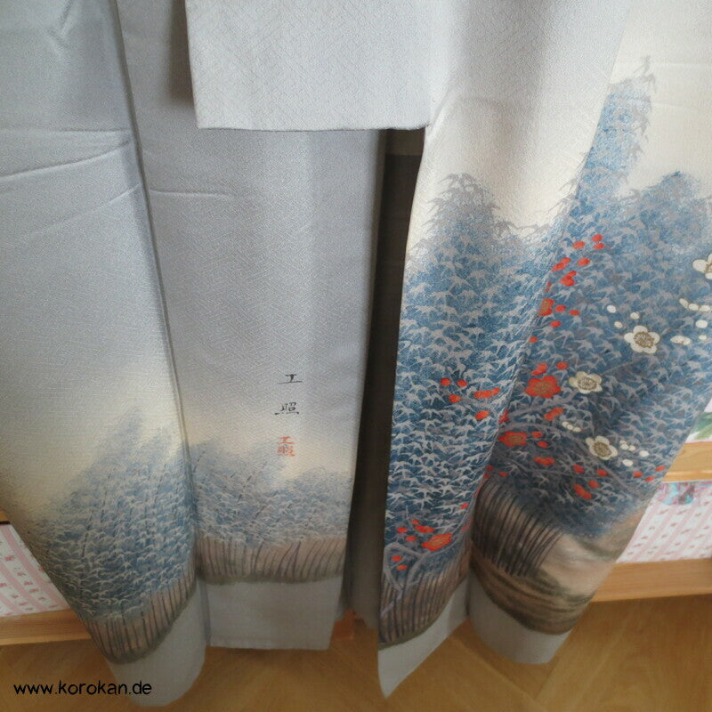 Künstlerarbeit, Ume und Bambuswald Homongi Kimono