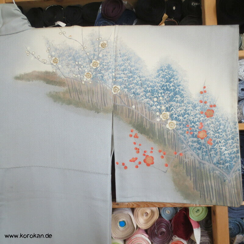 Künstlerarbeit, Ume und Bambuswald Homongi Kimono