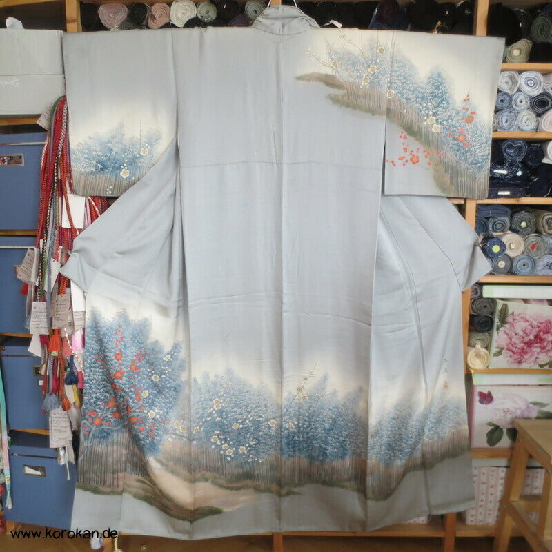 Künstlerarbeit, Ume und Bambuswald Homongi Kimono