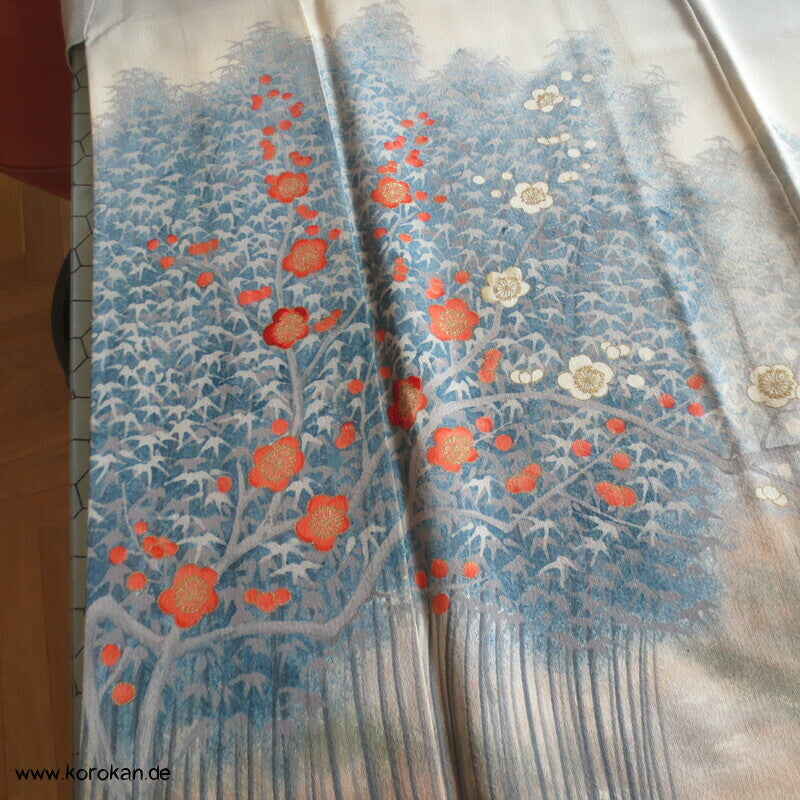 Künstlerarbeit, Ume und Bambuswald Homongi Kimono