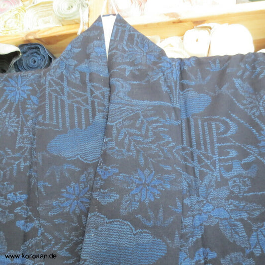 Bambus, Wolke, Kiku Kasuri Tsumugi Seiden Kimono