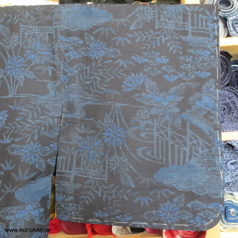 Bambus, Wolke, Kiku Kasuri Tsumugi Seiden Kimono
