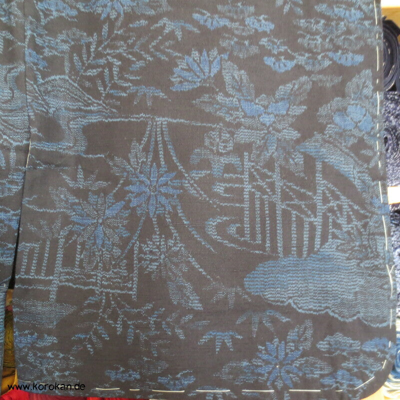 Bambus, Wolke, Kiku Kasuri Tsumugi Seiden Kimono