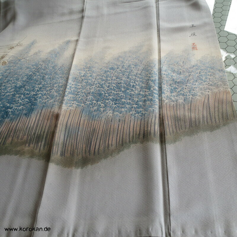 Künstlerarbeit, Ume und Bambuswald Homongi Kimono