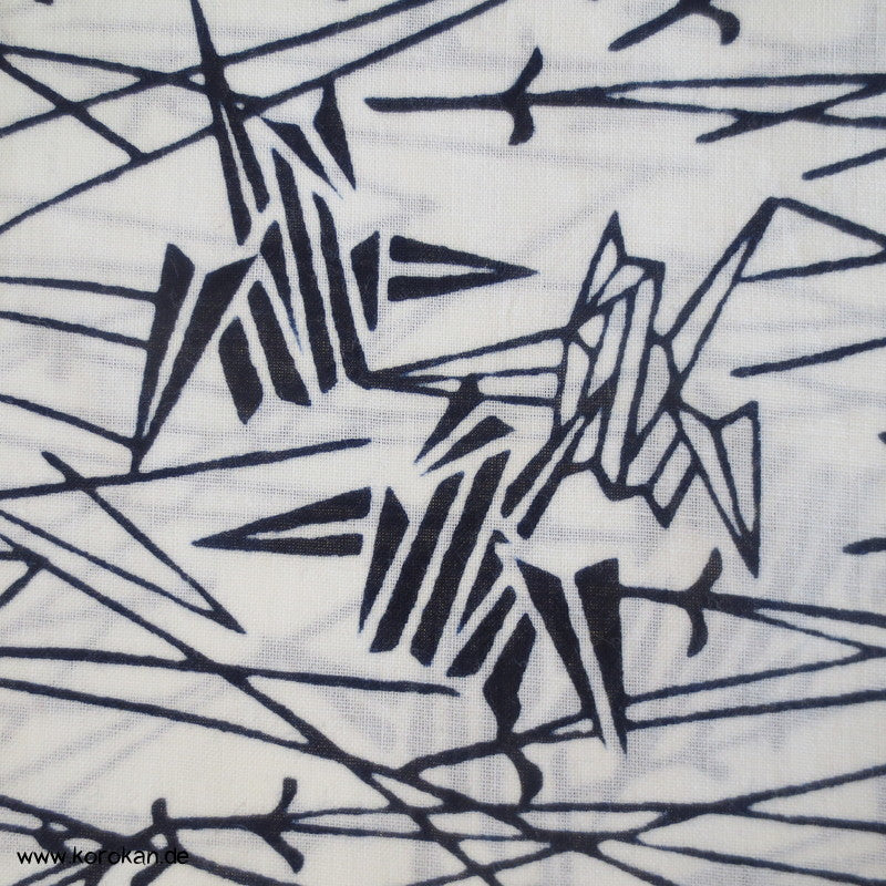 Piniennadeln und Origami Kraniche Yukata Baumwoll Stoffrest