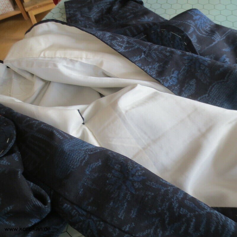 Bambus, Wolke, Kiku Kasuri Tsumugi Seiden Kimono