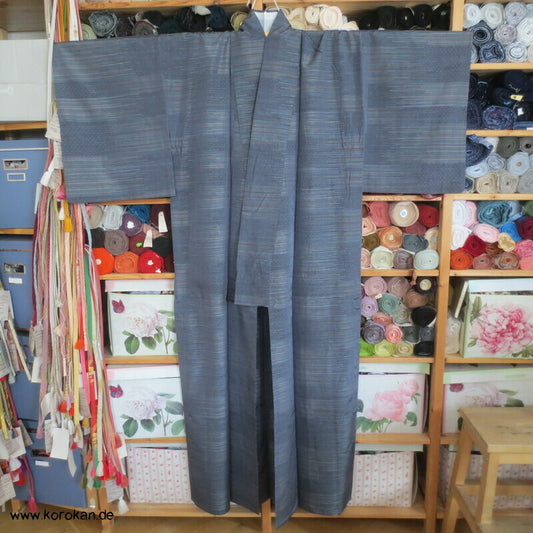 Schuss Kasuri Farbverläufen Hitoe Tsumugi Seiden Kimono