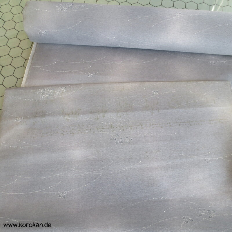 Blättchen in blaugrau Wolle/ Seide Kimono Stoff