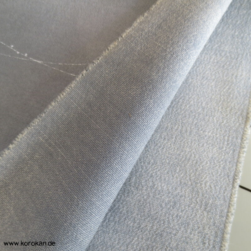 Blättchen in blaugrau Wolle/ Seide Kimono Stoff