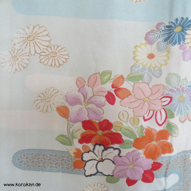 pastelliger Vier Jahreszeiten Homongi Seiden Kimono