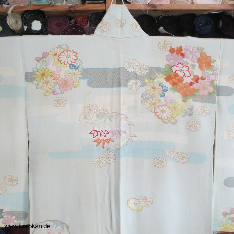 pastelliger Vier Jahreszeiten Homongi Seiden Kimono