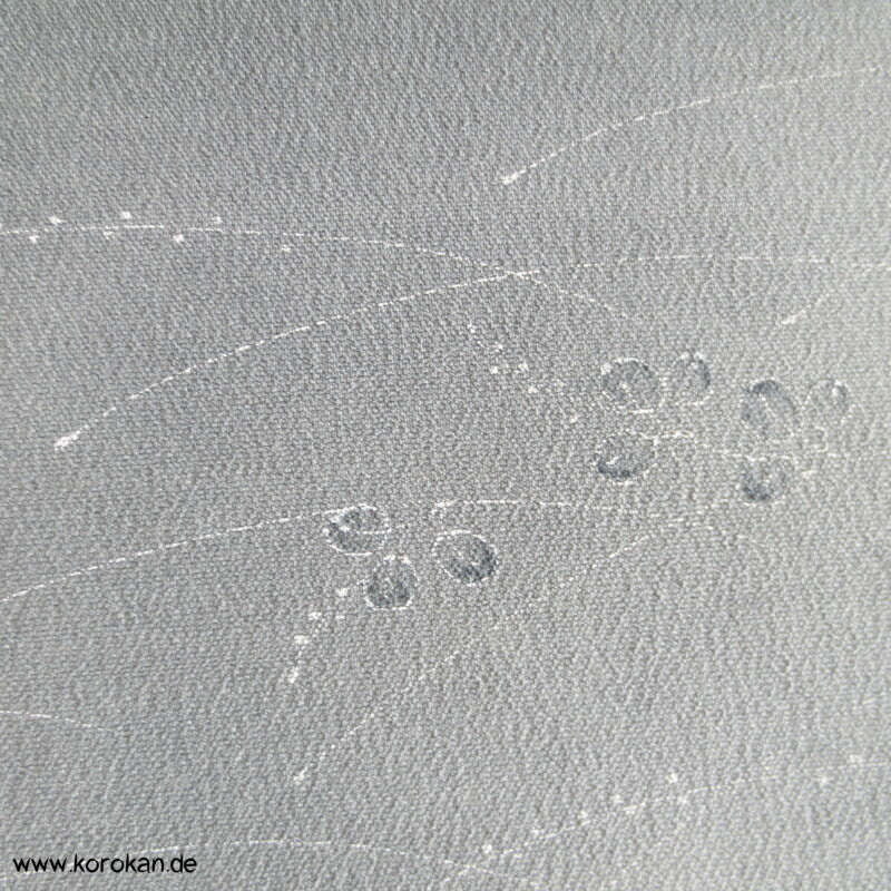 Blättchen in blaugrau Wolle/ Seide Kimono Stoff