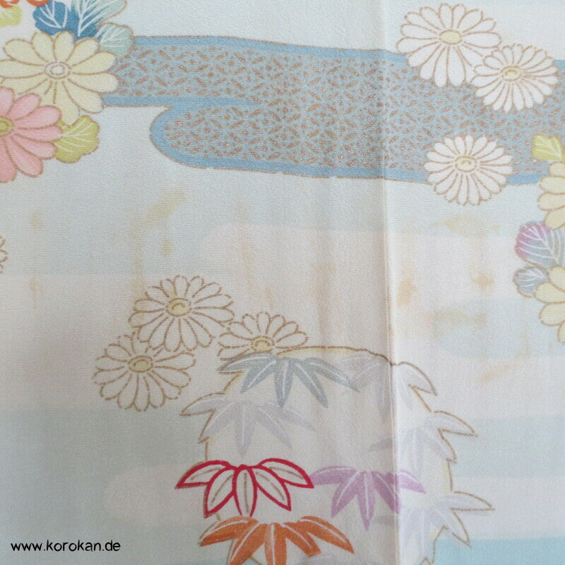 pastelliger Vier Jahreszeiten Homongi Seiden Kimono